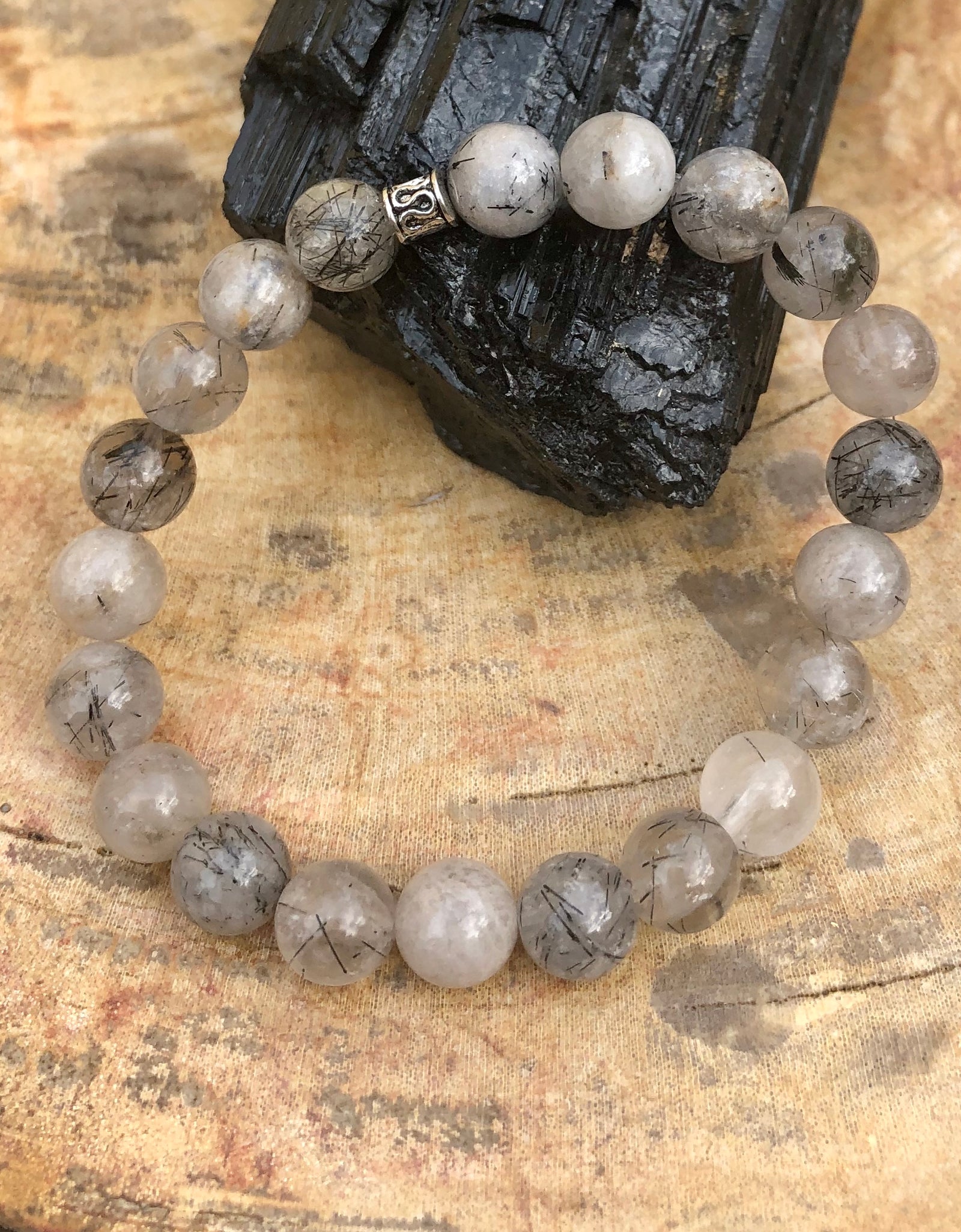 Black Tourmaline Quartz Stretch Bracelet! Natural Crystals & Handmade!