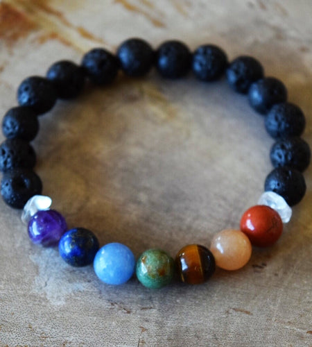 Aromatherapy Chakra Diffuser Bracelet with Genuine Gemstones!