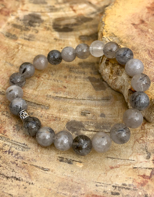 Load image into Gallery viewer, Black Tourmaline Quartz Stretch Bracelet! Natural Crystals &amp; Handmade!
