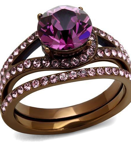 TK2745 - IP Coffee light Stainless Steel Ring with Top Grade Crystal